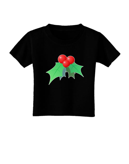 holly Christmas Design Toddler T-Shirt Dark-Toddler T-Shirt-TooLoud-Black-2T-Davson Sales