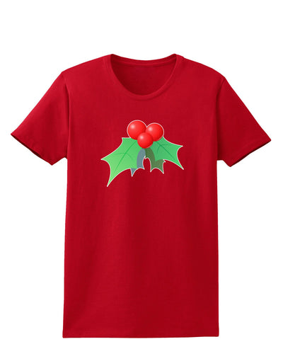 holly Christmas Design Womens Dark T-Shirt-Womens T-Shirt-TooLoud-Red-X-Small-Davson Sales