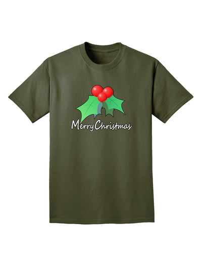 holly Merry Christmas Text Adult Dark T-Shirt-Mens T-Shirt-TooLoud-Military-Green-Small-Davson Sales