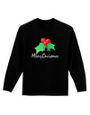 holly Merry Christmas Text Adult Long Sleeve Dark T-Shirt-TooLoud-Black-Small-Davson Sales