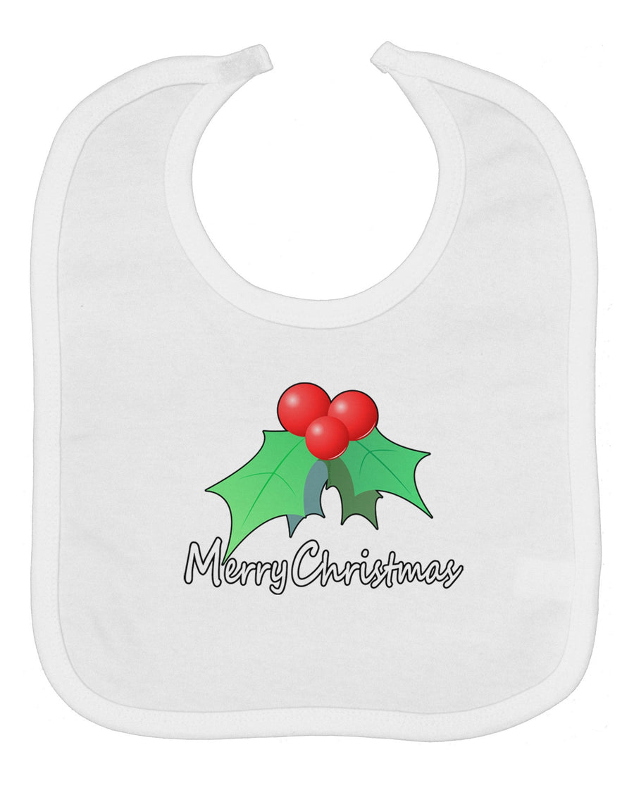 holly Merry Christmas Text Baby Bib