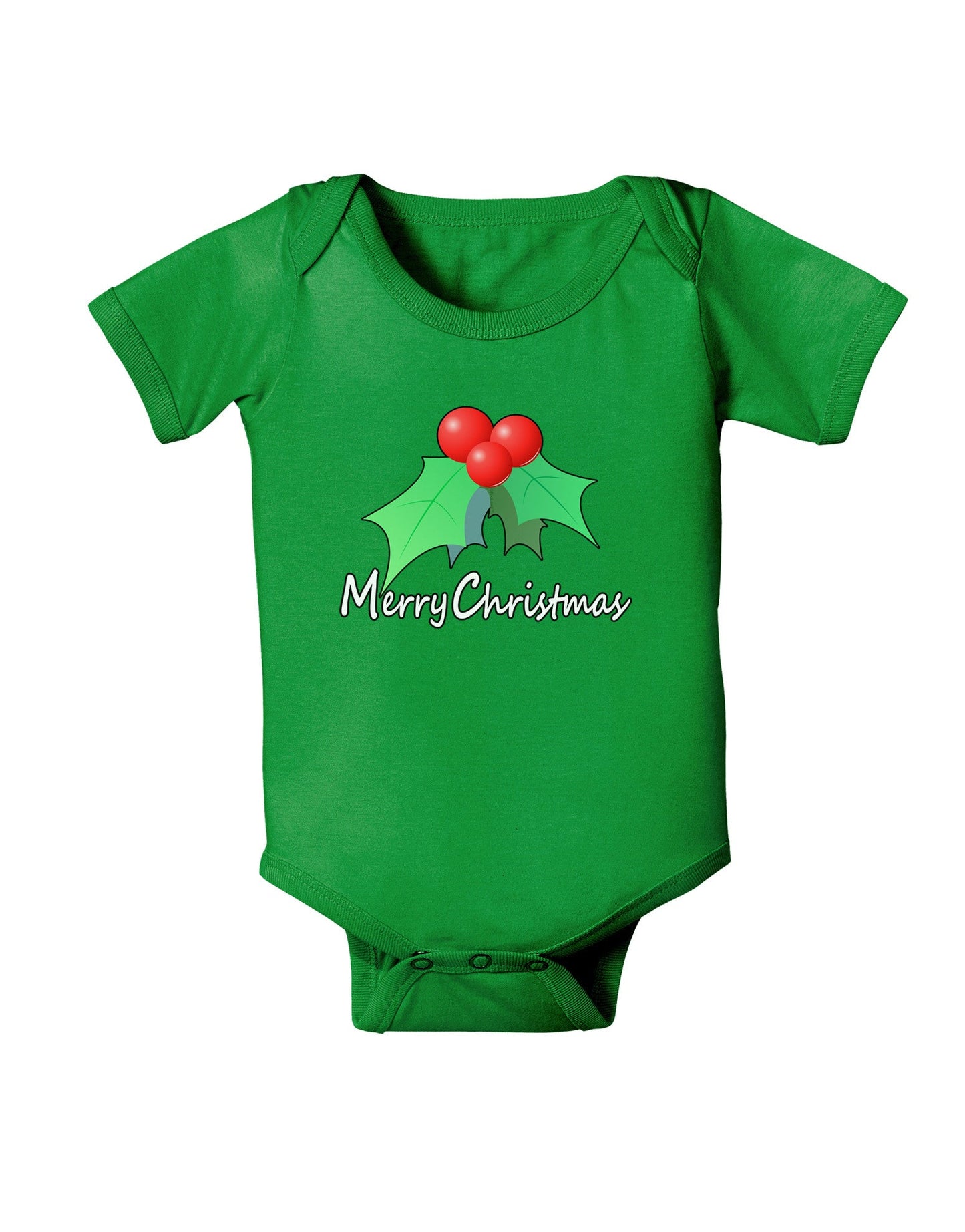 holly Merry Christmas Text Baby Romper Bodysuit Dark-Baby Romper-TooLoud-Clover-Green-06-Months-Davson Sales