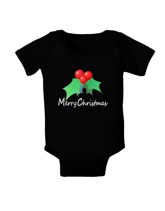 holly Merry Christmas Text Baby Romper Bodysuit Dark-Baby Romper-TooLoud-Black-06-Months-Davson Sales