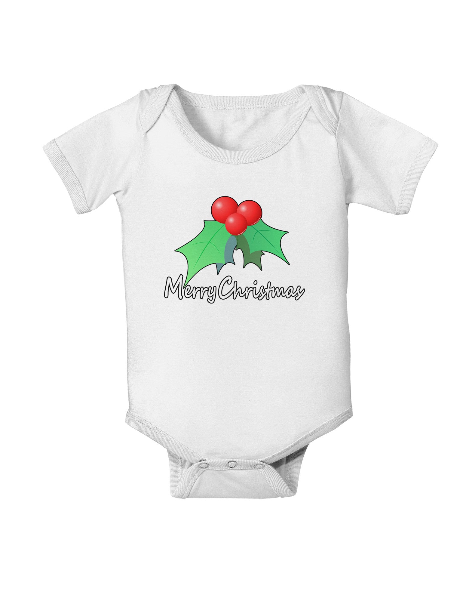 holly Merry Christmas Text Baby Romper Bodysuit-Baby Romper-TooLoud-White-06-Months-Davson Sales