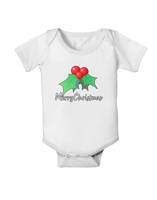 holly Merry Christmas Text Baby Romper Bodysuit-Baby Romper-TooLoud-White-06-Months-Davson Sales