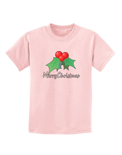 holly Merry Christmas Text Childrens T-Shirt-Childrens T-Shirt-TooLoud-PalePink-X-Small-Davson Sales