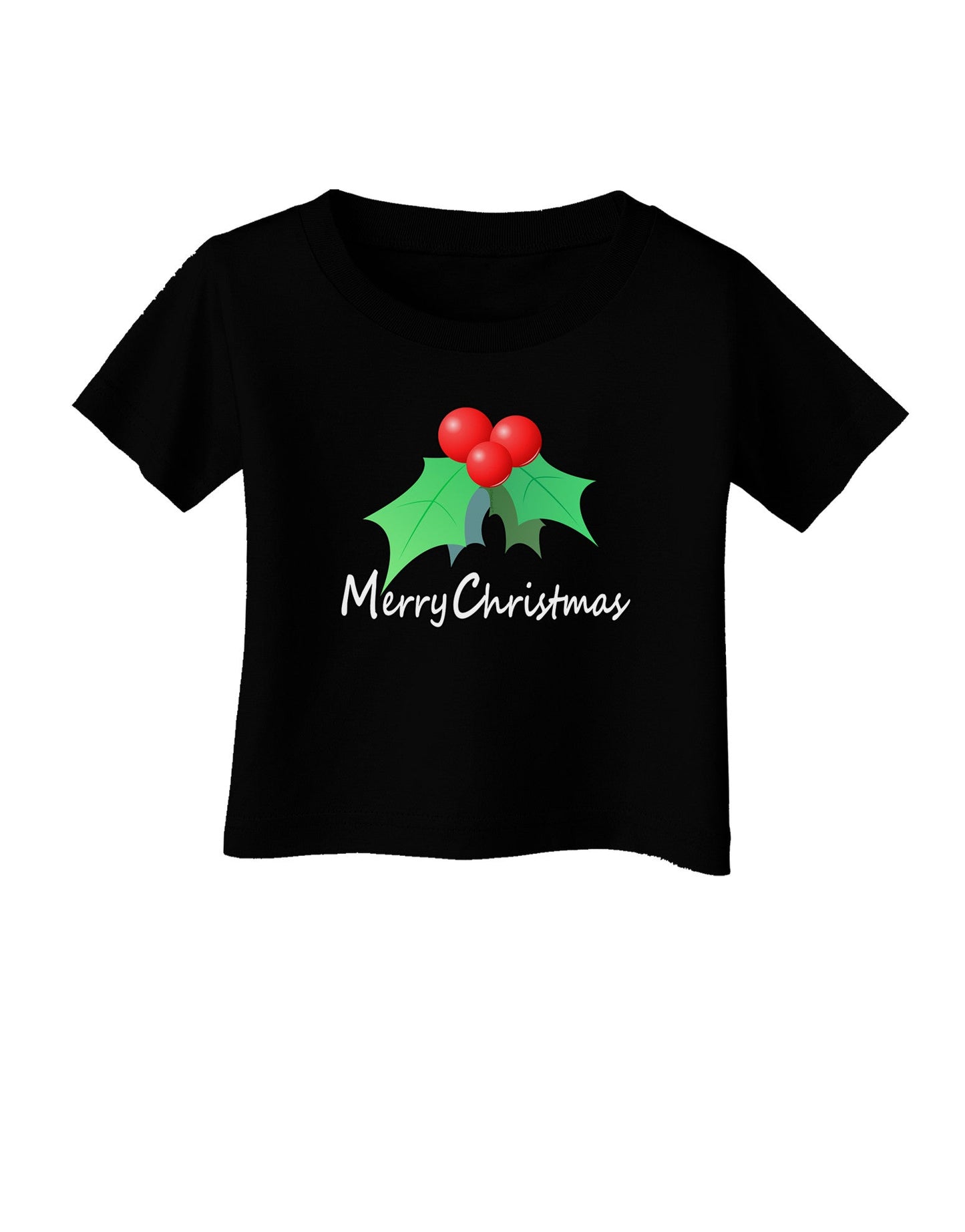 holly Merry Christmas Text Infant T-Shirt Dark-Infant T-Shirt-TooLoud-Black-06-Months-Davson Sales