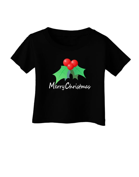 holly Merry Christmas Text Infant T-Shirt Dark-Infant T-Shirt-TooLoud-Black-06-Months-Davson Sales