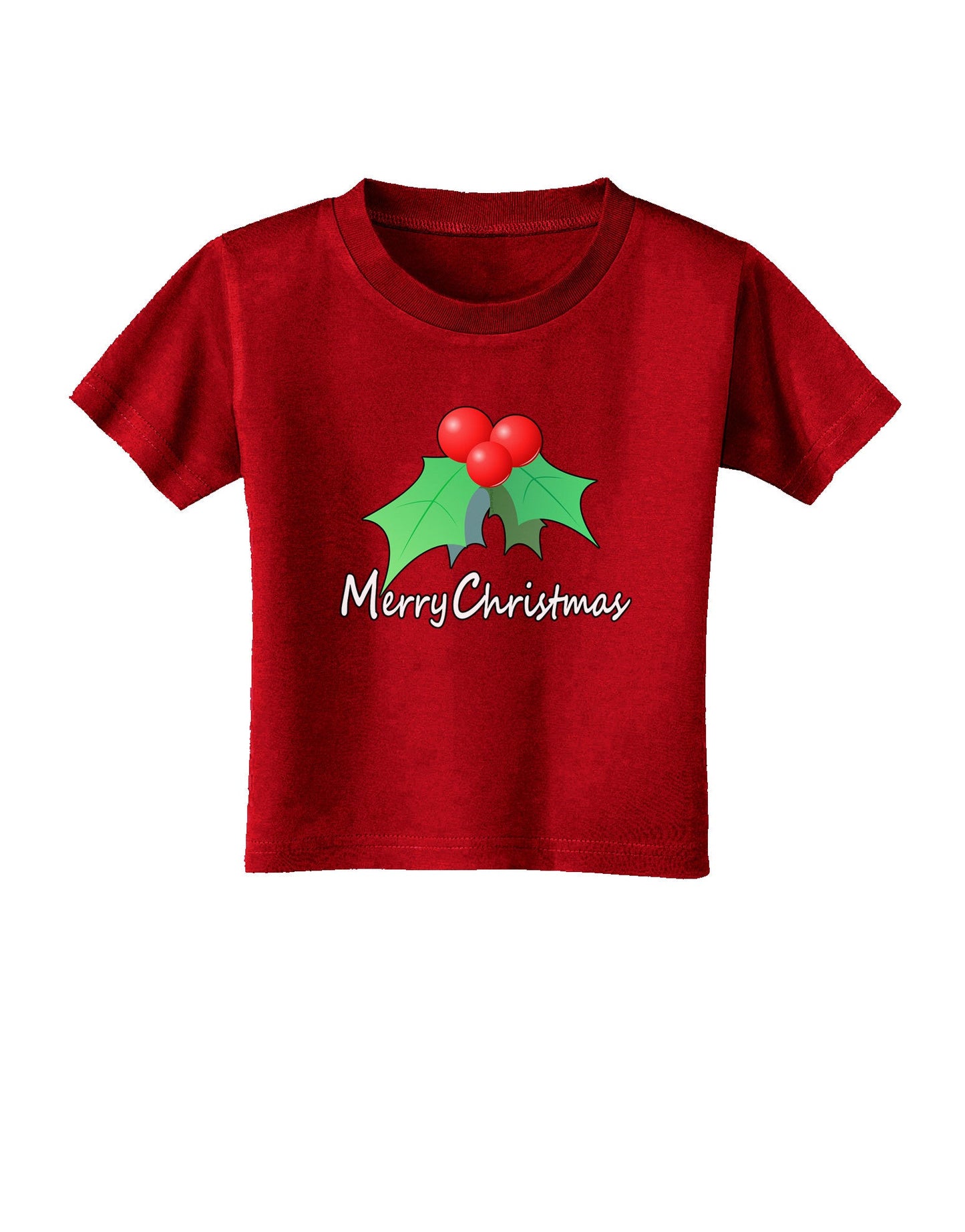 holly Merry Christmas Text Toddler T-Shirt Dark-Toddler T-Shirt-TooLoud-Clover-Green-2T-Davson Sales