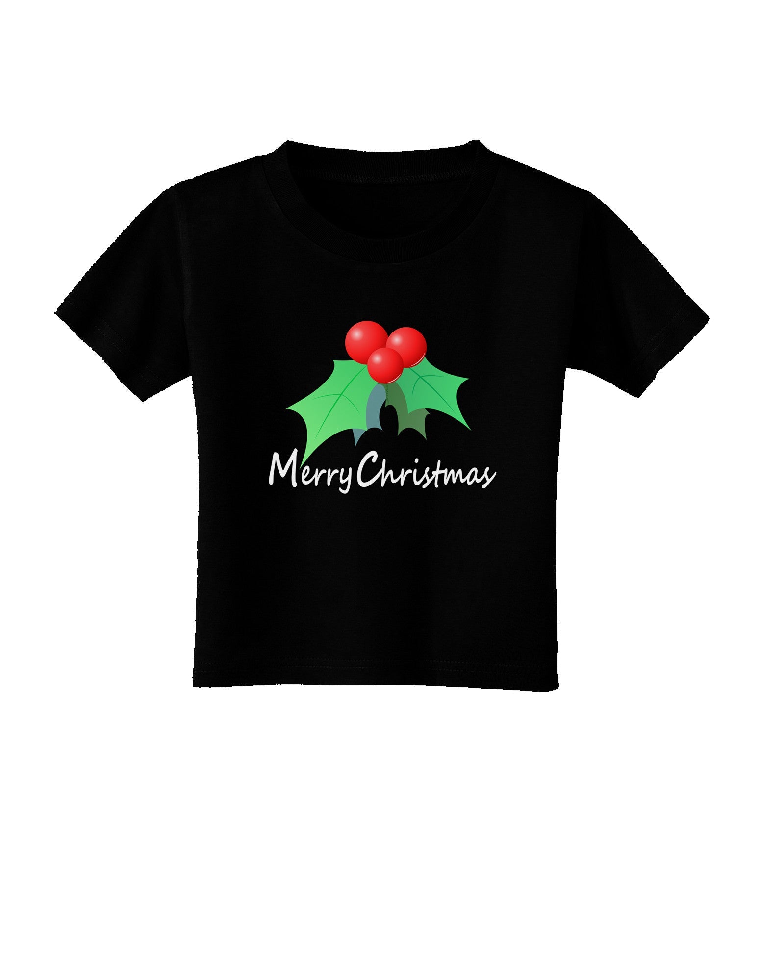 holly Merry Christmas Text Toddler T-Shirt Dark-Toddler T-Shirt-TooLoud-Black-2T-Davson Sales