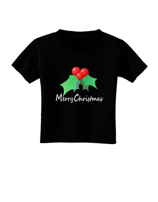 holly Merry Christmas Text Toddler T-Shirt Dark-Toddler T-Shirt-TooLoud-Black-2T-Davson Sales