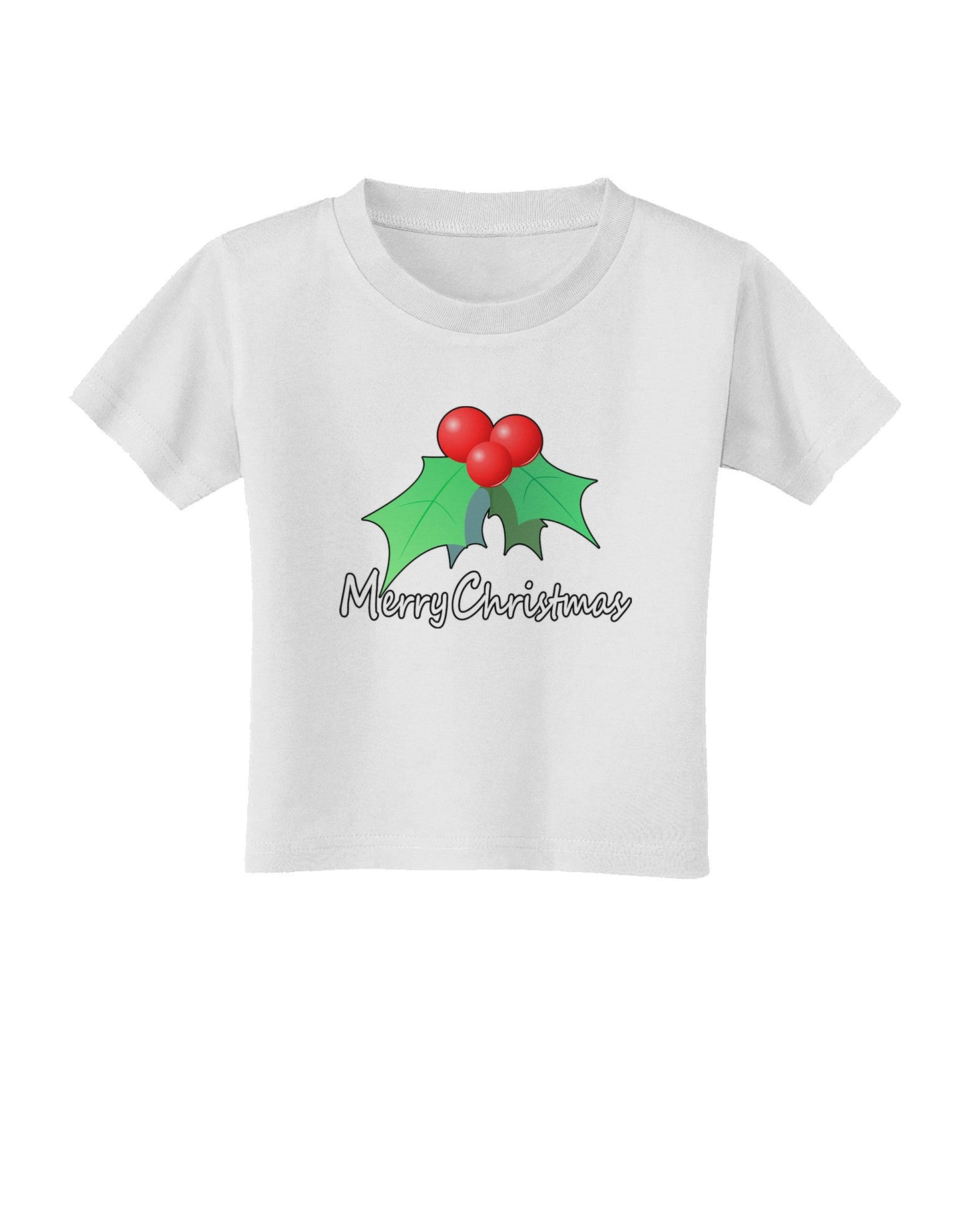 holly Merry Christmas Text Toddler T-Shirt-Toddler T-Shirt-TooLoud-White-2T-Davson Sales