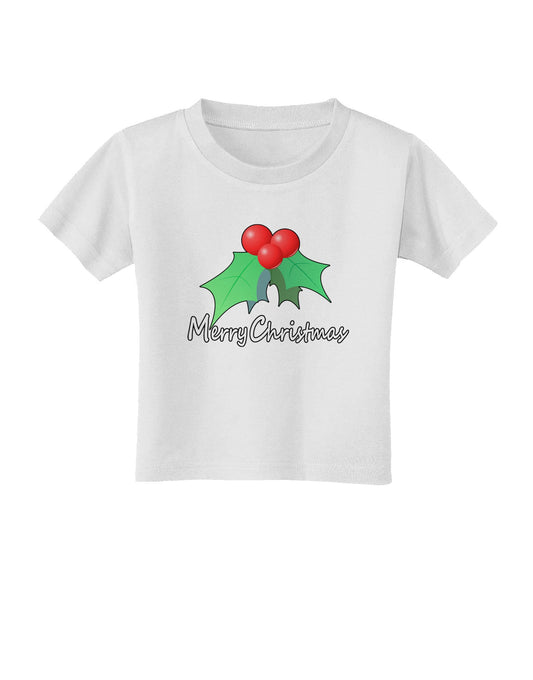 holly Merry Christmas Text Toddler T-Shirt-Toddler T-Shirt-TooLoud-White-2T-Davson Sales