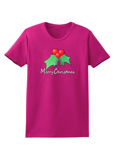 holly Merry Christmas Text Womens Dark T-Shirt-Womens T-Shirt-TooLoud-Hot-Pink-Small-Davson Sales