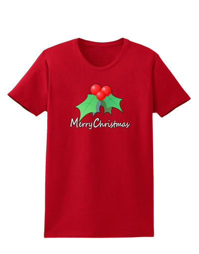 holly Merry Christmas Text Womens Dark T-Shirt-Womens T-Shirt-TooLoud-Red-X-Small-Davson Sales