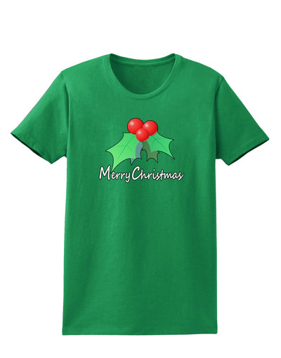 holly Merry Christmas Text Womens Dark T-Shirt-Womens T-Shirt-TooLoud-Kelly-Green-X-Small-Davson Sales