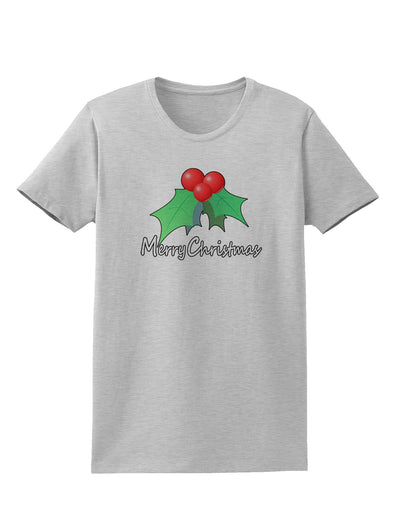 holly Merry Christmas Text Womens T-Shirt-Womens T-Shirt-TooLoud-AshGray-X-Small-Davson Sales