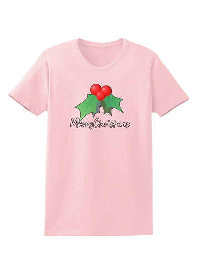 holly Merry Christmas Text Womens T-Shirt-Womens T-Shirt-TooLoud-PalePink-X-Small-Davson Sales