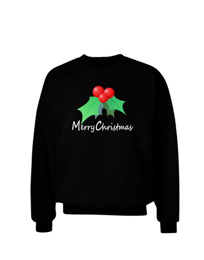 holly Merry Christmas Text Adult Dark Sweatshirt-Sweatshirts-TooLoud-Black-Small-Davson Sales