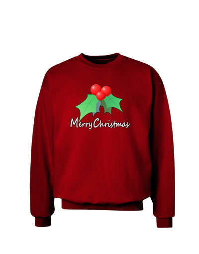 holly Merry Christmas Text Adult Dark Sweatshirt-Sweatshirts-TooLoud-Deep-Red-Small-Davson Sales