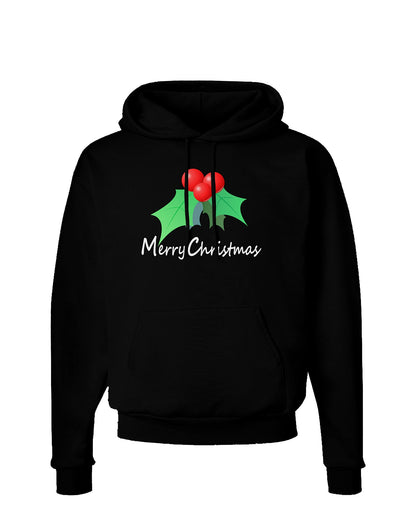 holly Merry Christmas Text Dark Hoodie Sweatshirt-Hoodie-TooLoud-Black-Small-Davson Sales