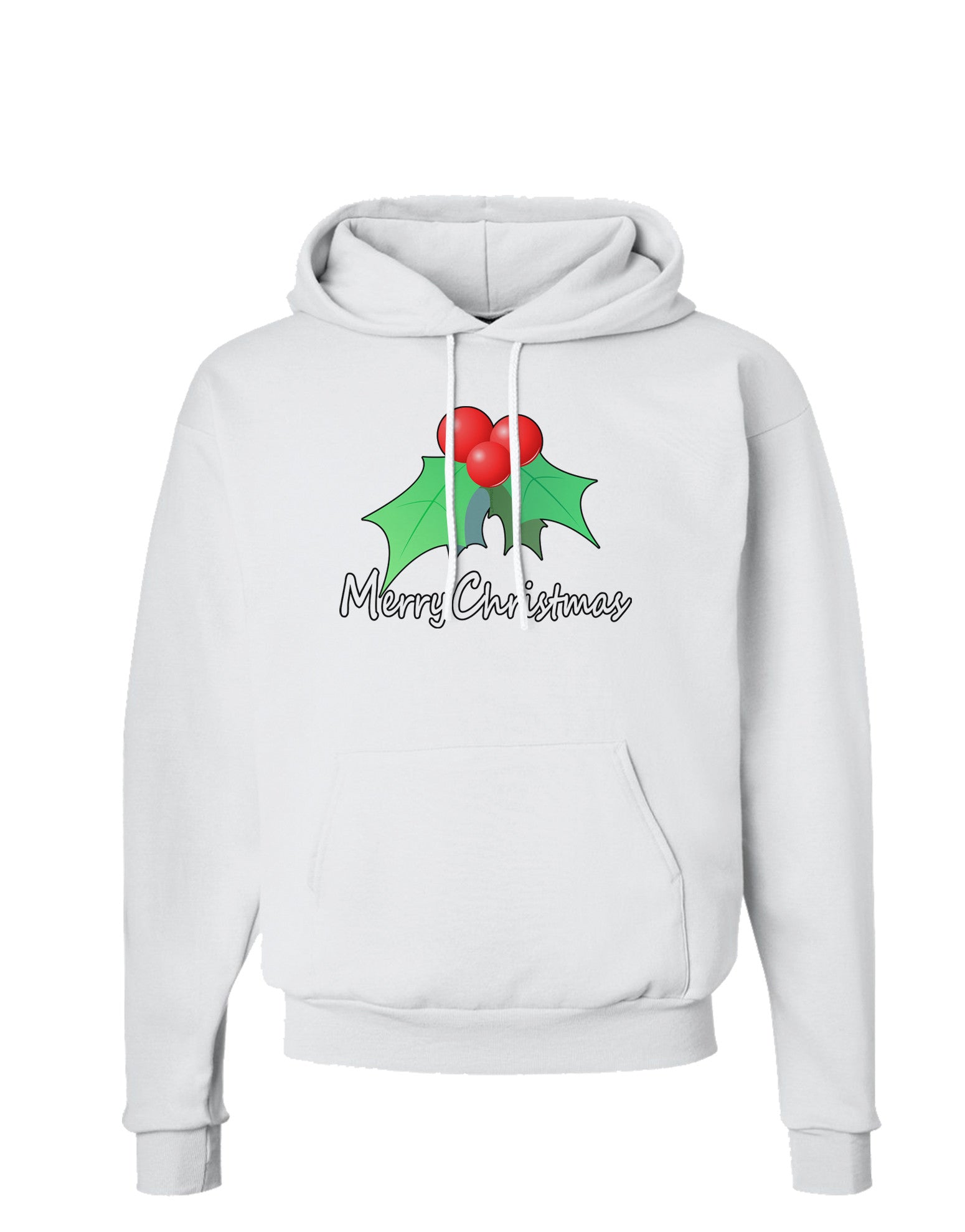 holly Merry Christmas Text Hoodie Sweatshirt-Hoodie-TooLoud-White-Small-Davson Sales