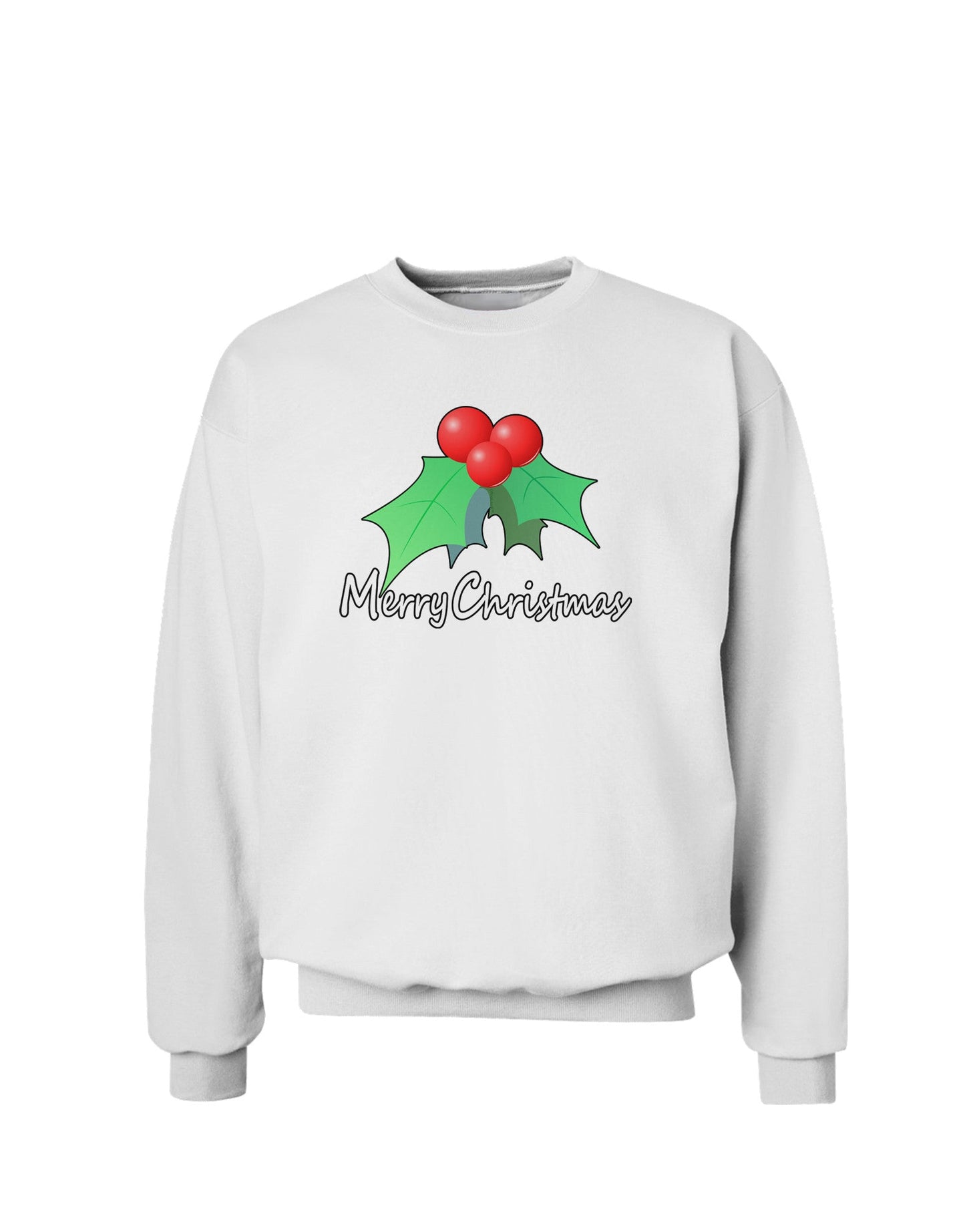 holly Merry Christmas Text Sweatshirt-Sweatshirts-TooLoud-White-Small-Davson Sales