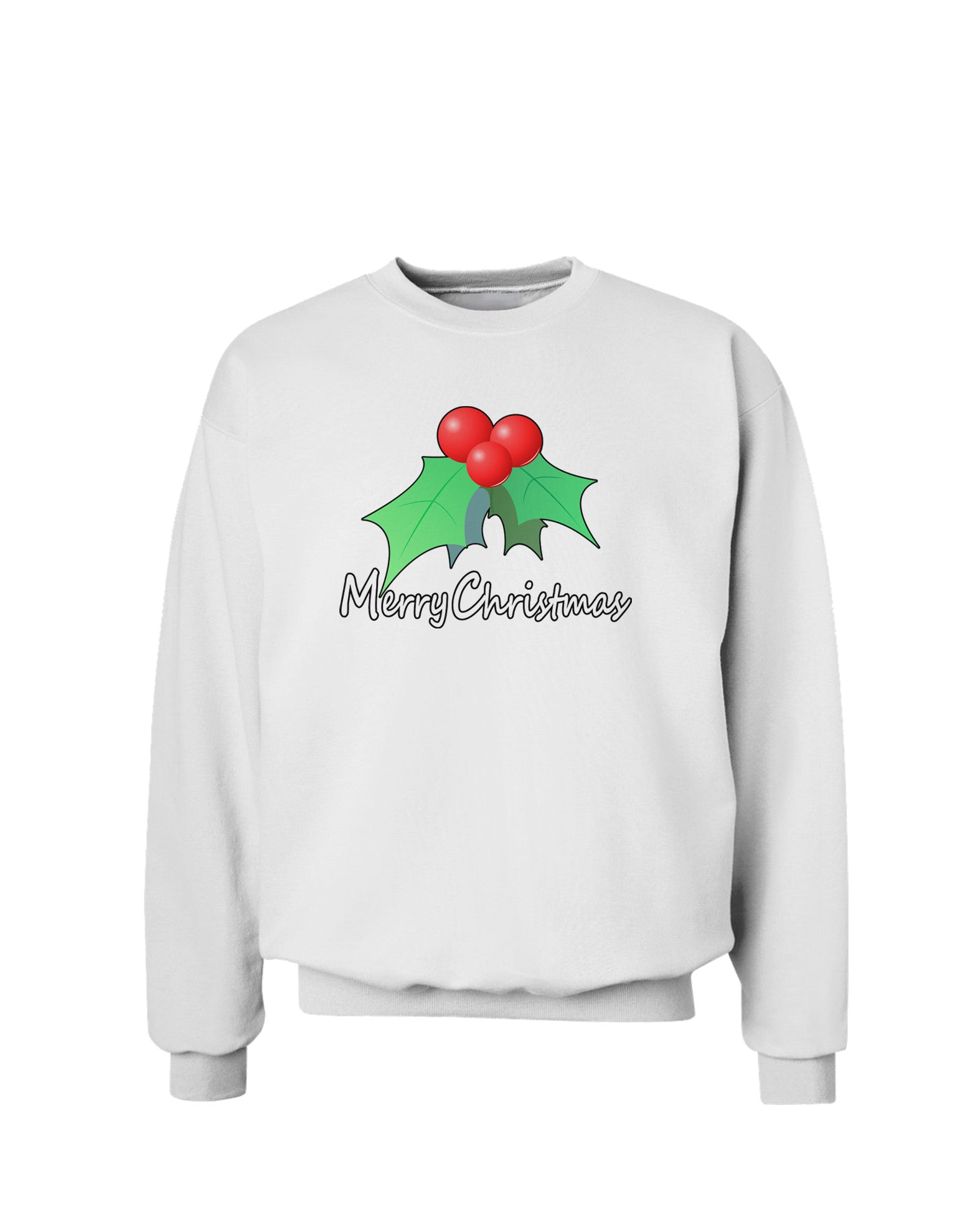 holly Merry Christmas Text Sweatshirt-Sweatshirts-TooLoud-White-Small-Davson Sales