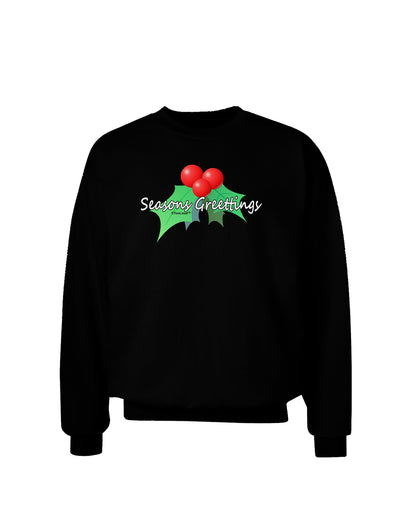 Holly Seasons Greetings Text Adult Dark Sweatshirt by TooLoud-Sweatshirts-TooLoud-Black-Small-Davson Sales