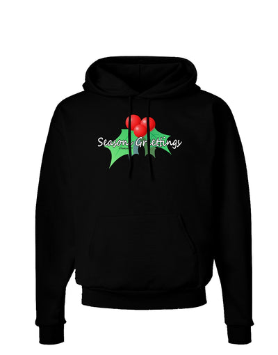 Holly Seasons Greetings Text Dark Hoodie Sweatshirt by TooLoud-Hoodie-TooLoud-Black-Small-Davson Sales