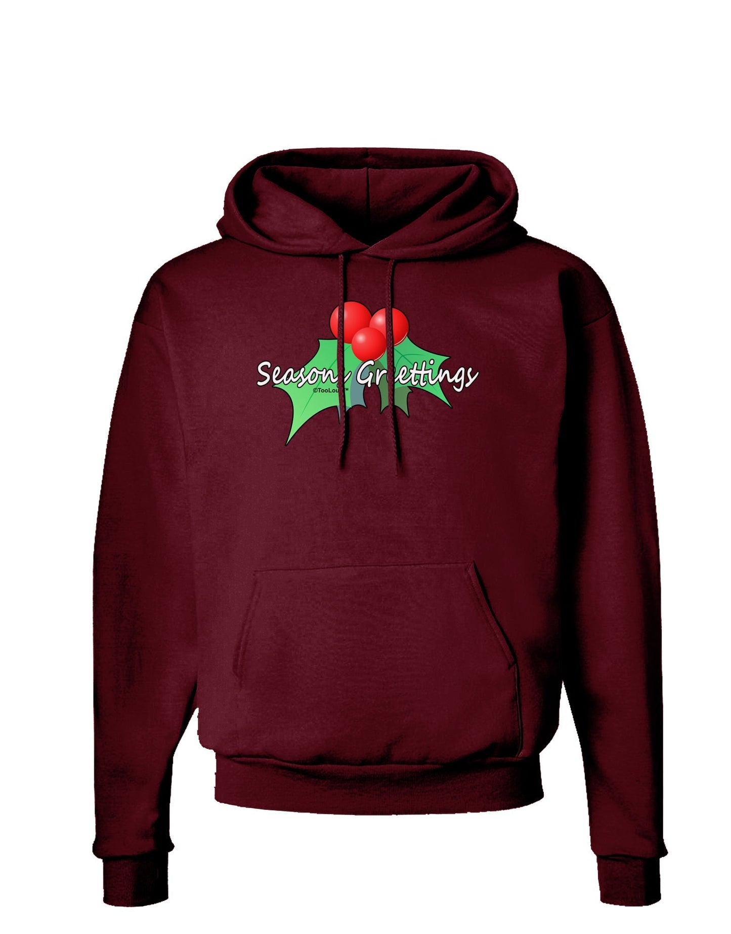 Holly Seasons Greetings Text Dark Hoodie Sweatshirt by TooLoud-Hoodie-TooLoud-Maroon-Small-Davson Sales