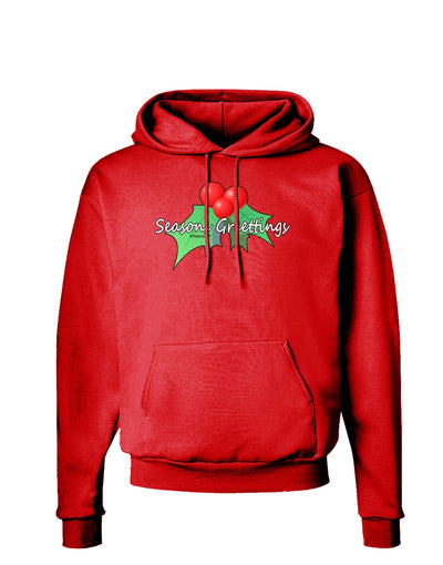 Holly Seasons Greetings Text Dark Hoodie Sweatshirt by TooLoud-Hoodie-TooLoud-Red-Small-Davson Sales