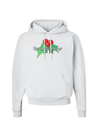 Holly Seasons Greetings Text Hoodie Sweatshirt by TooLoud-Hoodie-TooLoud-White-Small-Davson Sales