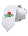 Holly Seasons Greetings Text Printed White Necktie by TooLoud