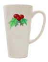 Holly Watercolor 16 Ounce Conical Latte Coffee Mug - Expertly Crafted Drinkware-Conical Latte Mug-TooLoud-White-Davson Sales