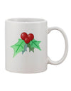 Holly Watercolor Printed 11 oz Coffee Mug - Expertly Crafted Drinkware-11 OZ Coffee Mug-TooLoud-White-Davson Sales