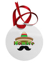 Hombre Sombrero Circular Metal Ornament by TooLoud-Ornament-TooLoud-White-Davson Sales