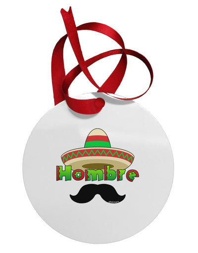 Hombre Sombrero Circular Metal Ornament by TooLoud-Ornament-TooLoud-White-Davson Sales