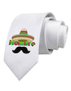 Hombre Sombrero Printed White Necktie