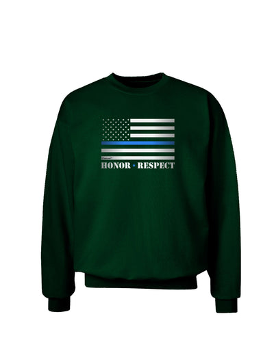 Honor Respect Blue Line Adult Dark Sweatshirt-Sweatshirts-TooLoud-Deep-Forest-Green-Small-Davson Sales