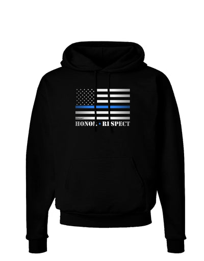 Honor Respect Blue Line Dark Hoodie Sweatshirt-Hoodie-TooLoud-Black-Small-Davson Sales