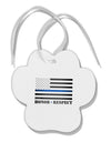 Honor Respect Blue Line Paw Print Shaped Ornament-Ornament-TooLoud-White-Davson Sales