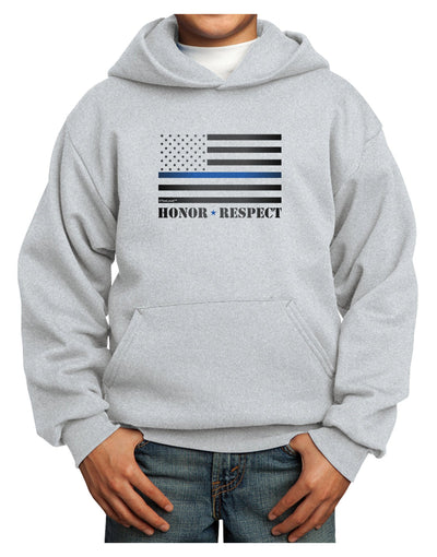 Honor Respect Blue Line Youth Hoodie Pullover Sweatshirt-Youth Hoodie-TooLoud-Ash-XS-Davson Sales