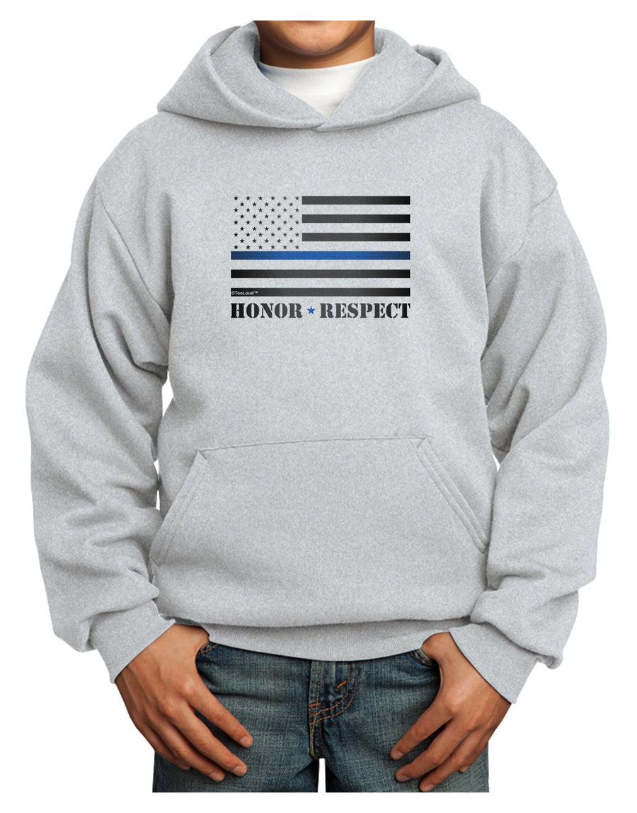 Honor Respect Blue Line Youth Hoodie Pullover Sweatshirt-Youth Hoodie-TooLoud-White-XS-Davson Sales