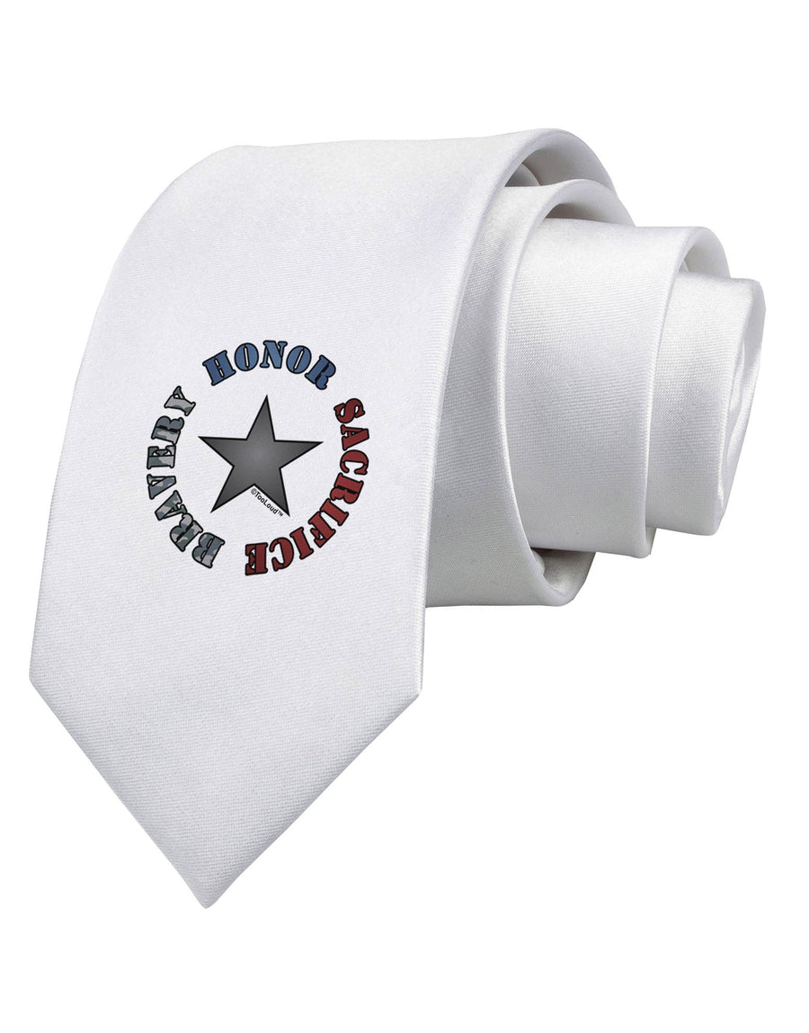 Honor Sacrifice Bravery Printed White Necktie by TooLoud