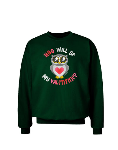 Hoo Will Be My Valentine Adult Dark Sweatshirt-Sweatshirts-TooLoud-Deep-Forest-Green-Small-Davson Sales