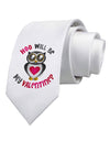 Hoo Will Be My Valentine Printed White Necktie