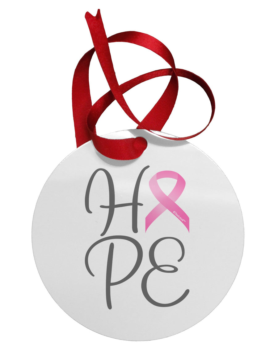 Hope - Breast Cancer Awareness Ribbon Circular Metal Ornament-Ornament-TooLoud-White-Davson Sales