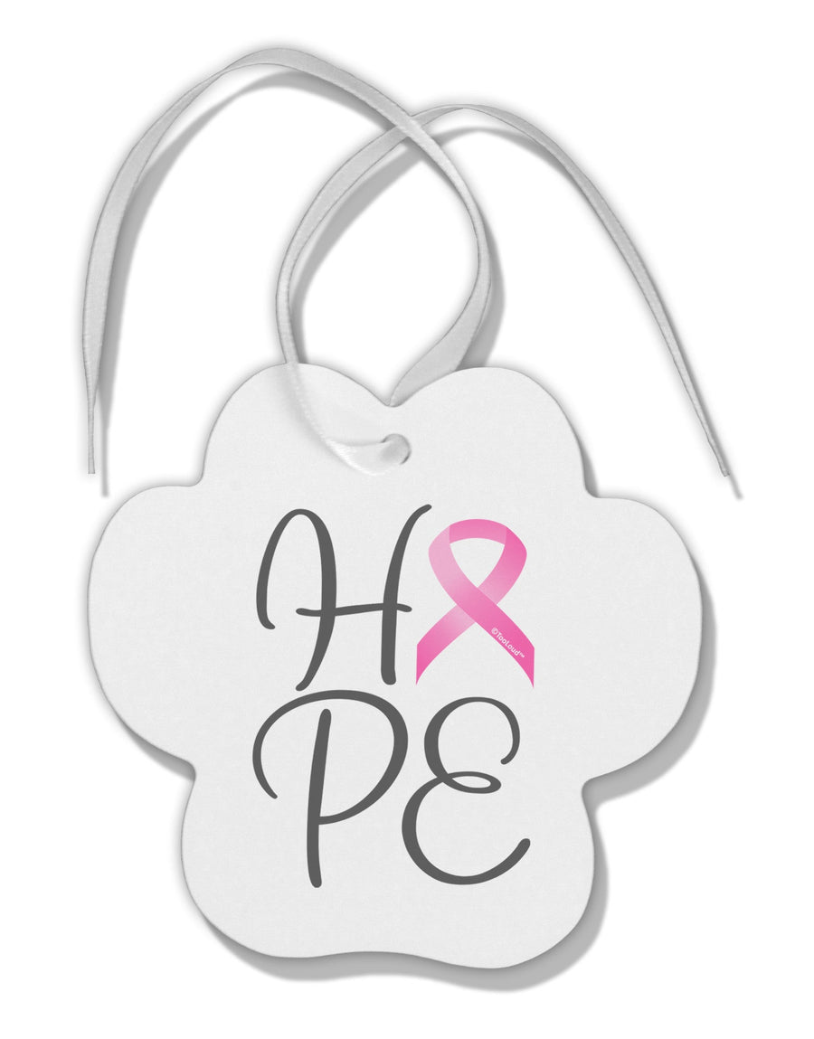 Hope - Breast Cancer Awareness Ribbon Paw Print Shaped Ornament-Ornament-TooLoud-White-Davson Sales