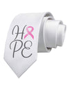 Hope - Breast Cancer Awareness Ribbon Printed White Necktie